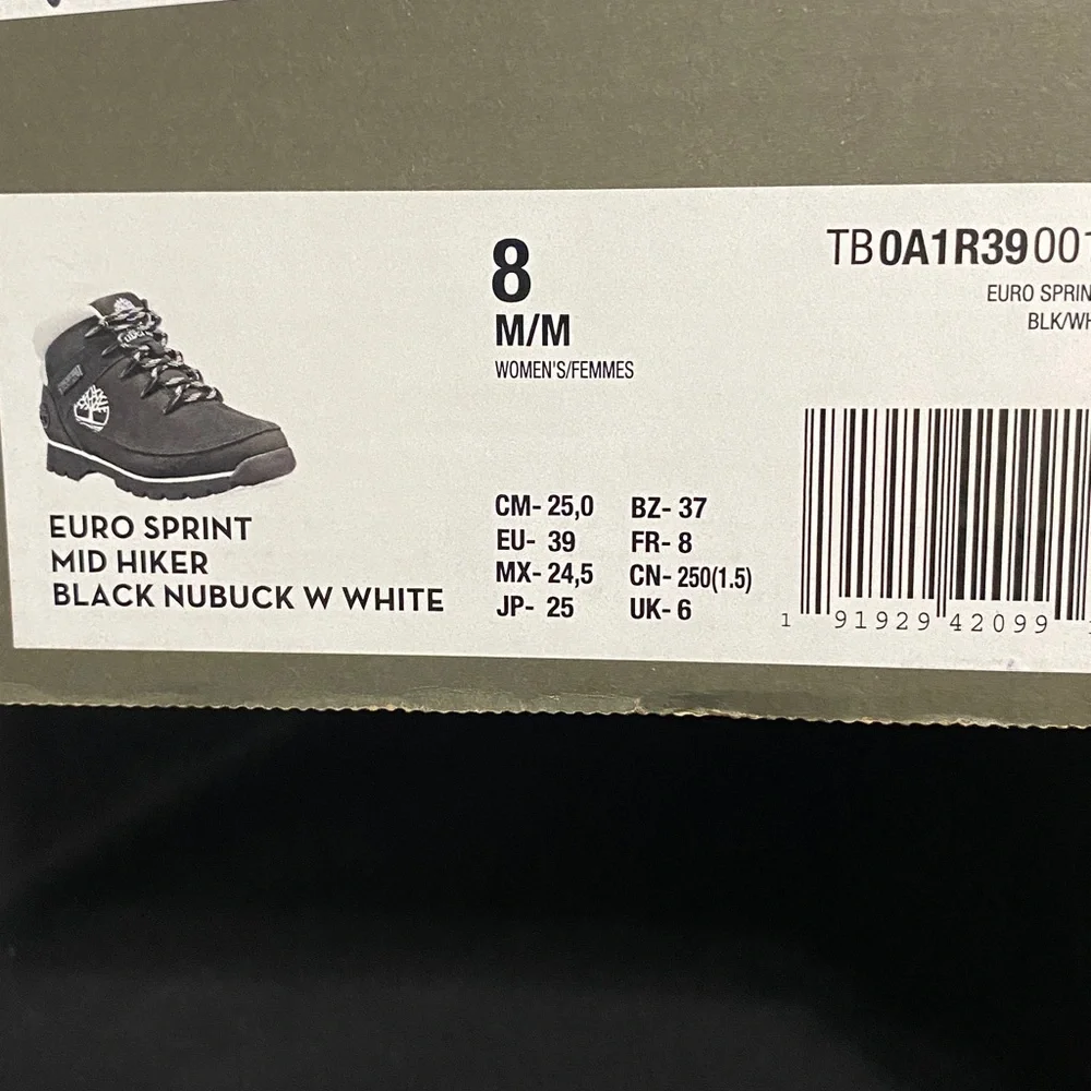 Timberland Women's Euro Sprint Mid Hiker Black Nubuck Boot - Picture 9 of 9